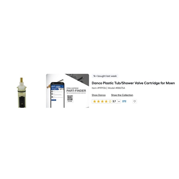 Danco Other - Danco Plastic Tub Shower Valve Cartridge for Moen 88675A